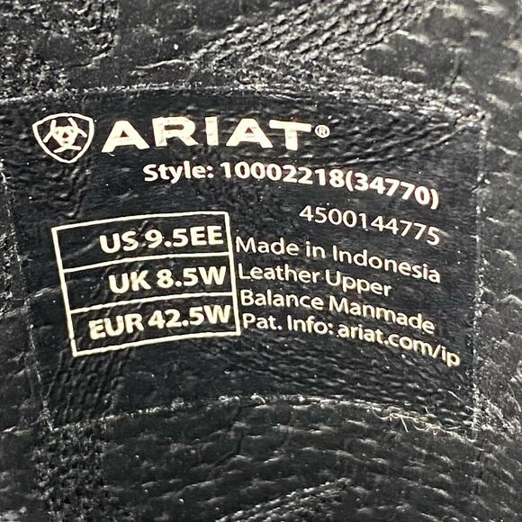 NWT Ariat Mens Heritage ATS PRO Black Leather Cowboy Boot Size US 9.5 EE - Picture 10 of 11